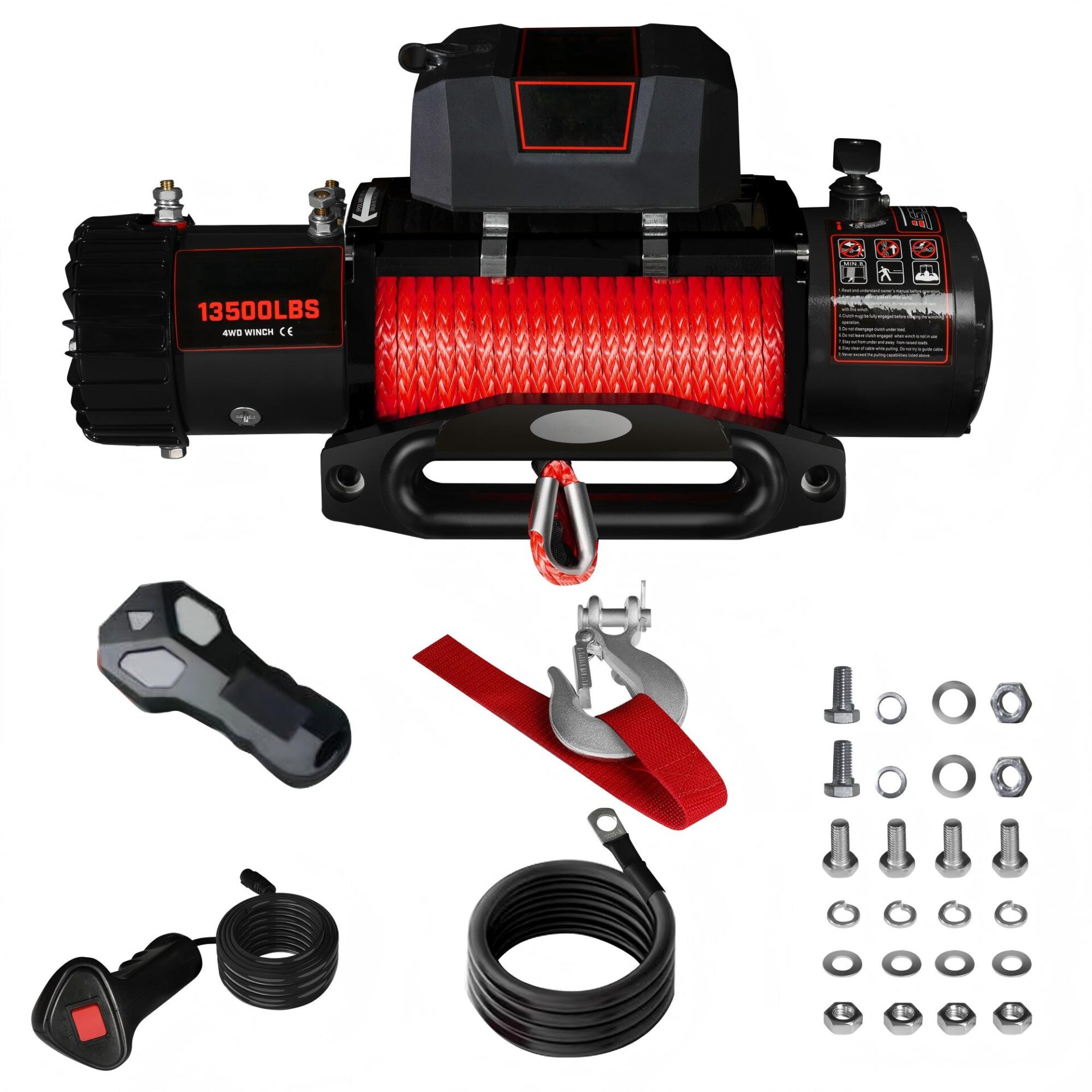 10 13500lbs Electric Winch with 24V Steel Wire Rope for Autos Anchor Winch for Vehicles - Image 1