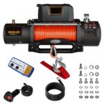 Electric Winch 9500lbs for Car Trailer Towing & Rescue Hoist-Off-Road Special 710W Steel Wire Rope 10m Rope & 10m Lifting Height